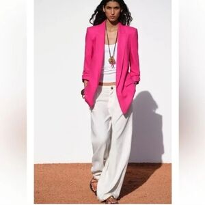 Zara Fuchsia and Cream Lined Blazer